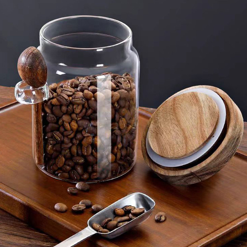 Coffee And Tea Glass - Transparent Glass Food Storage Canister with