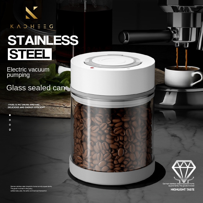 Coffee Tea Sugar Canisters - Electric Vacuum Coffee Beans Glass Storage