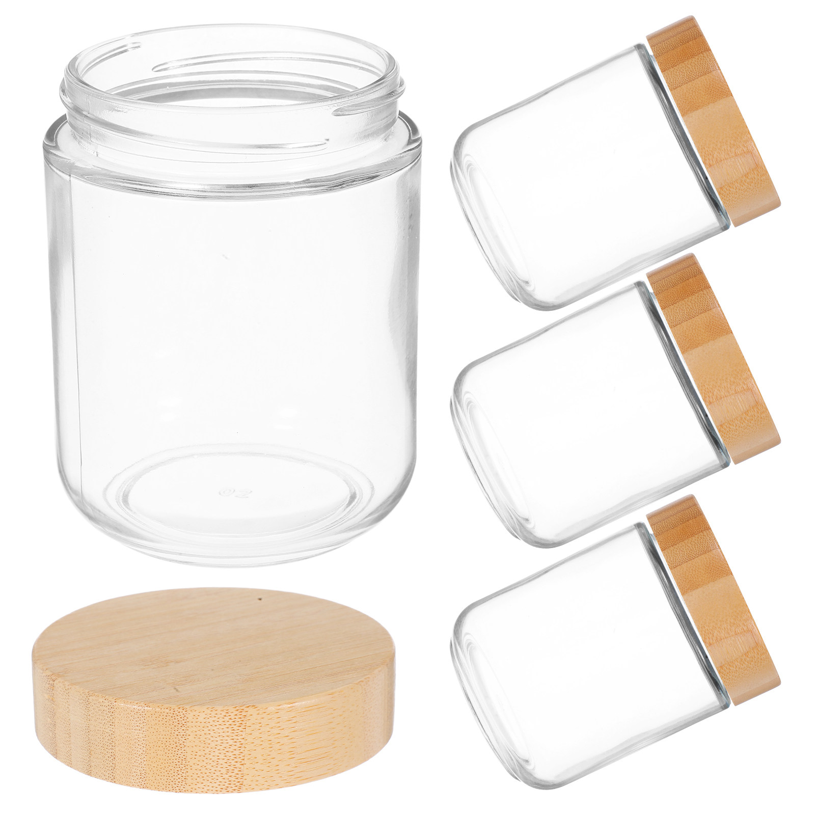 Coffee And Tea Glass - 4Pcs Sturdy Glass Canisters with Bamboo