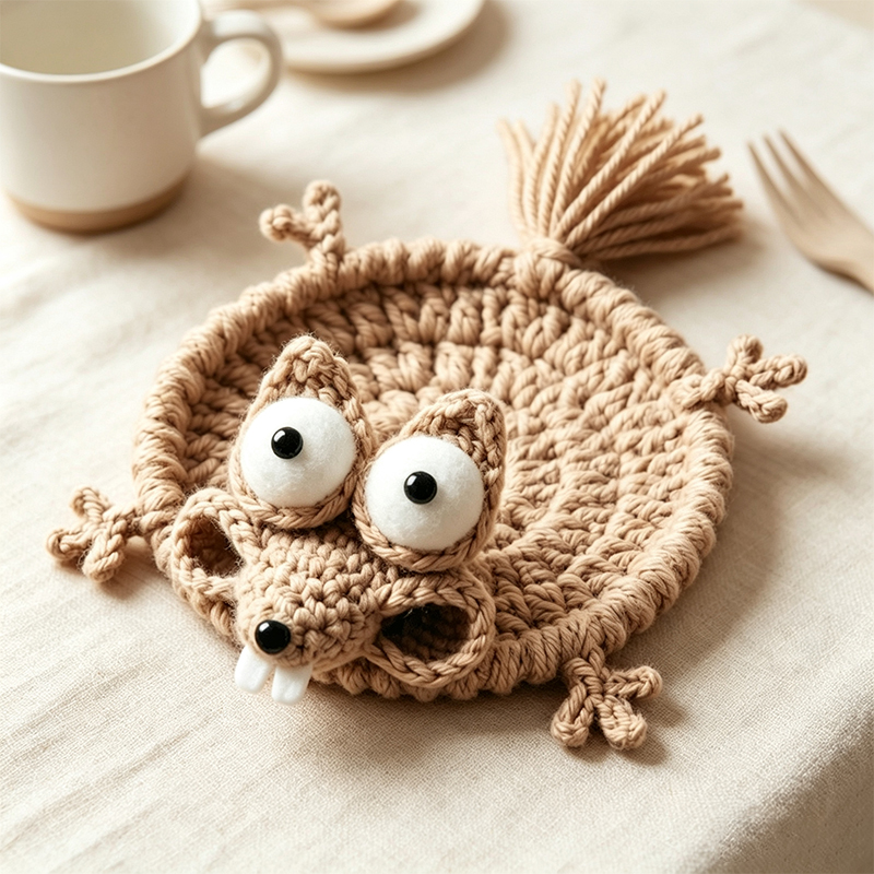 Cute Crochet Animal Coaster Ha - огляд і ціна Coffee Tea Station