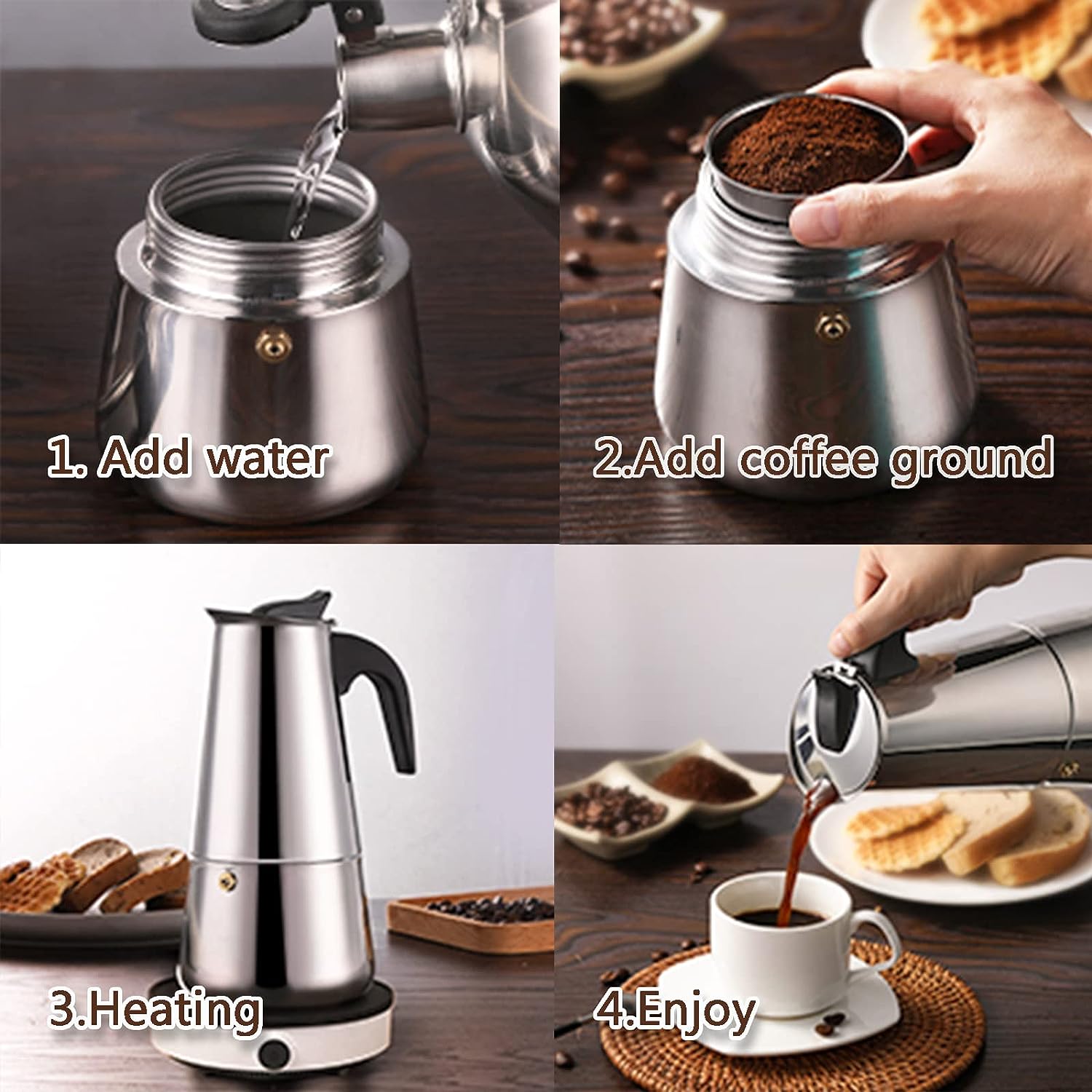 4/6/9 Cups Moka Pot Caffe Mach - огляд і ціна Coffee Tea Espresso