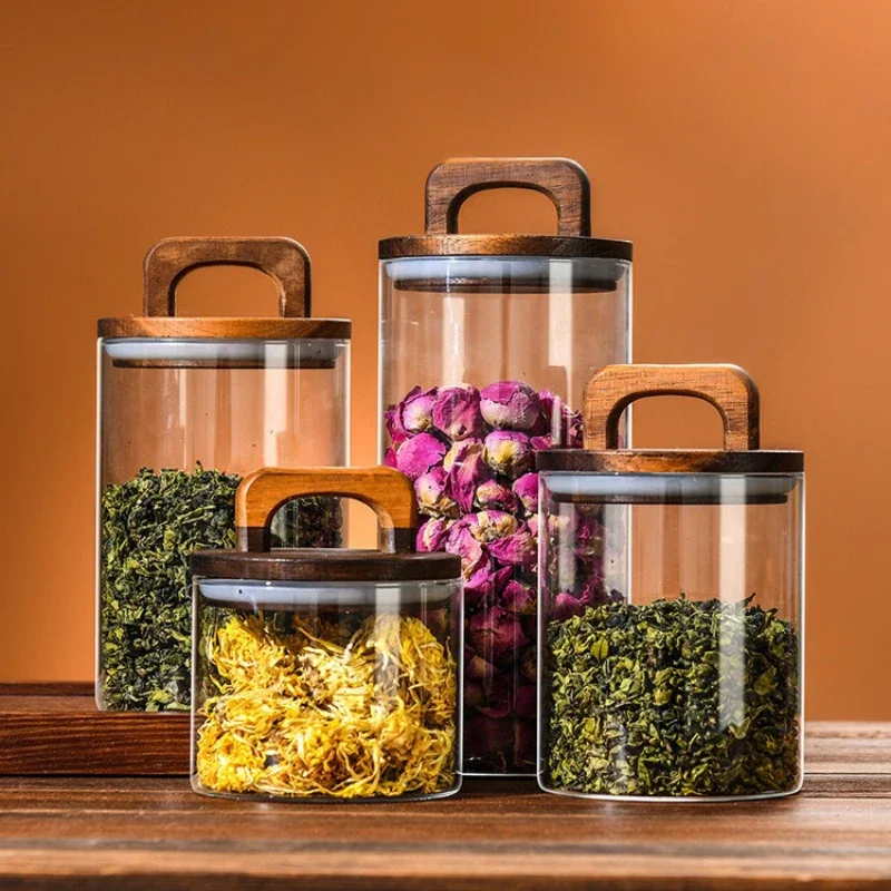 Clear Glass Jar with Bamboo Li - огляд і ціна Coffee Tea Sugar Canisters