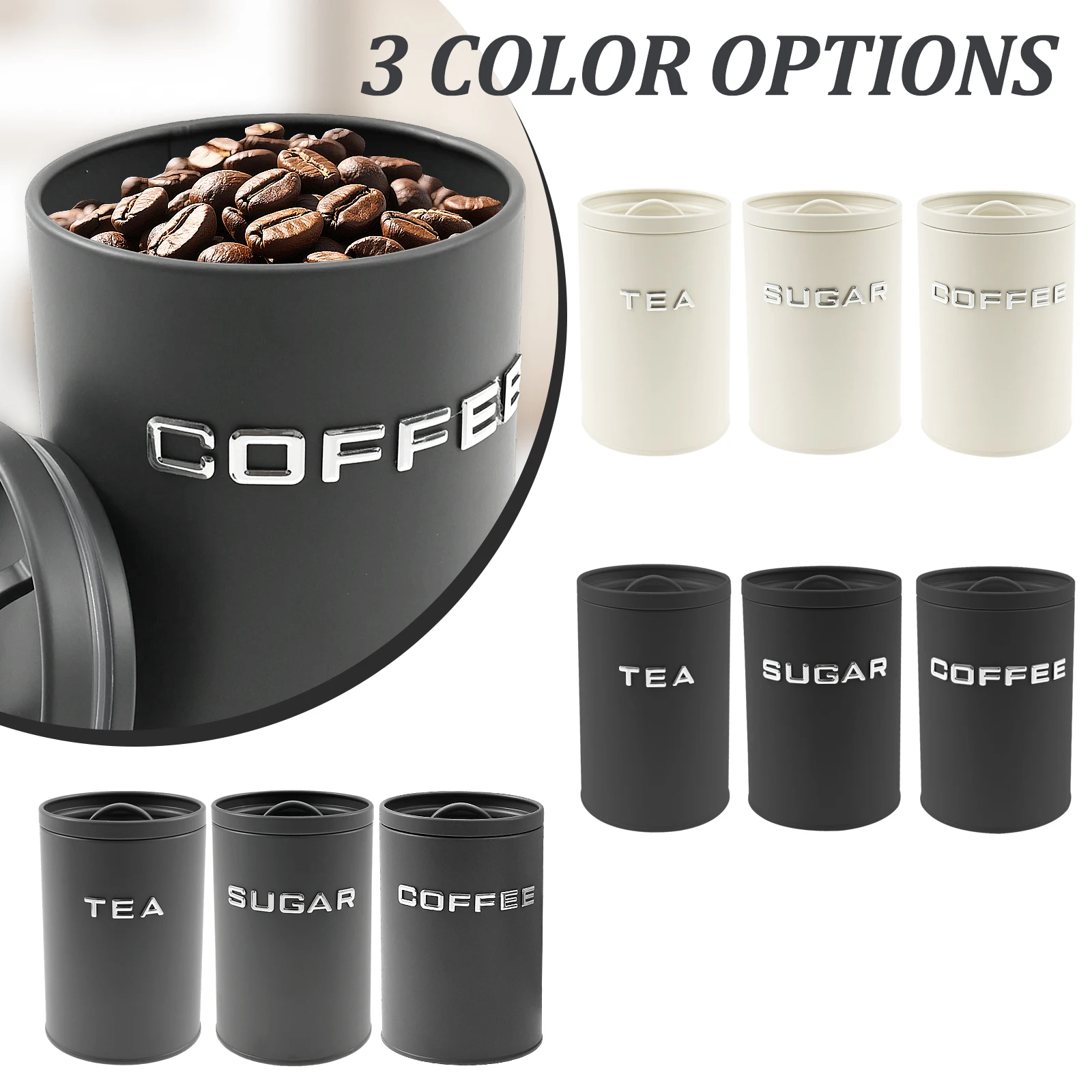 3 Pcs Tea Coffee Sugar Caniste - огляд і ціна Coffee Tea Sugar Canisters